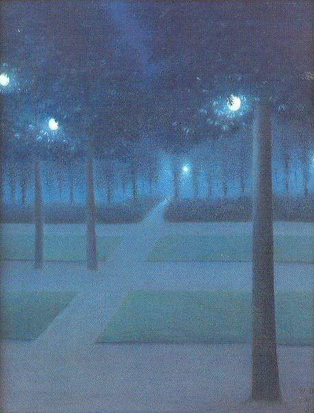 Nuncques, William Degouve de Nocturne in the Parc Royal, Brussels Sweden oil painting art